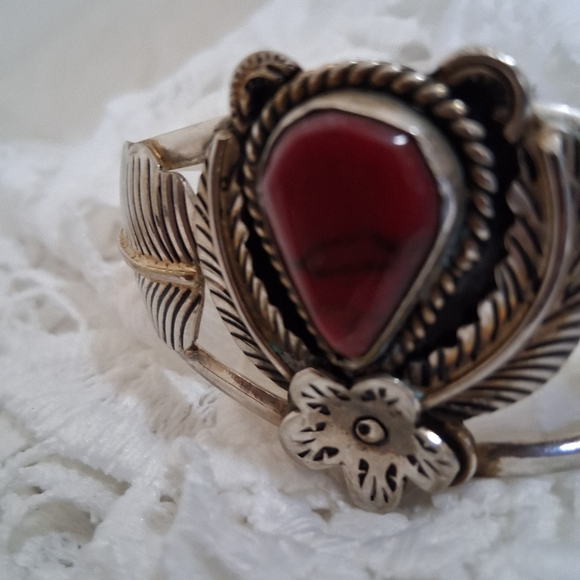 Silver and Red Stone Women's Bracelet 950